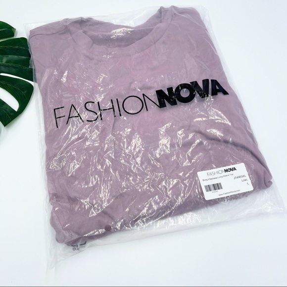 Fashion Nova Bring It Backless Long Sleeve Top Purple Lilac size Large - Picture 4 of 5